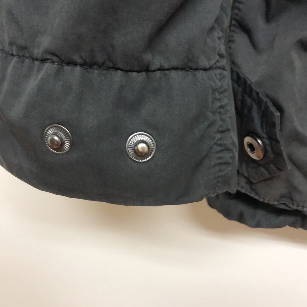 James Perse Cotton Blend Olive Green Gray Army Utility Jacket Hood 2 S 6 8 - Picture 11 of 11